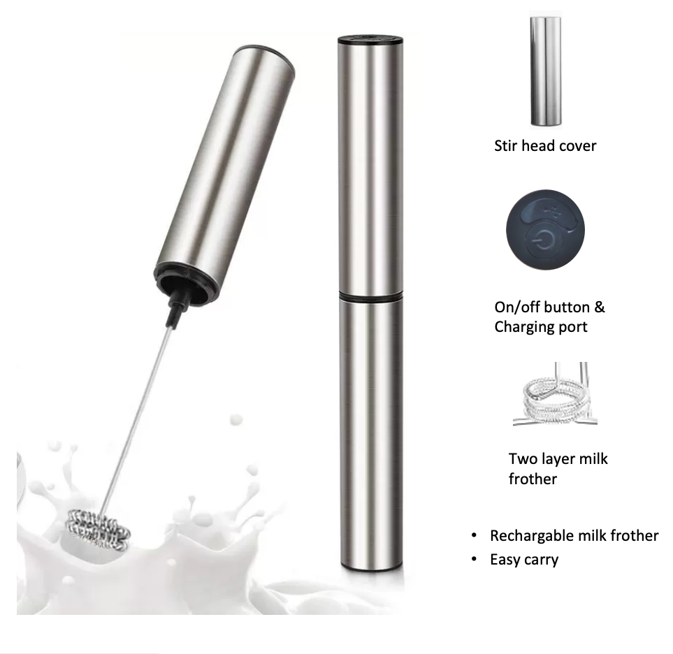 Rechargeable Milk Frother with Cover