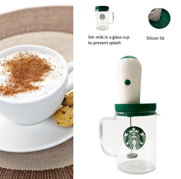 Milk Frother with glass cup & silicon lid